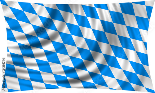 Flag of Bavaria waving isolated on white