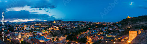 Tbilisi Georgia. Scenic Panoramic Top Field Of Vision. Cityscape