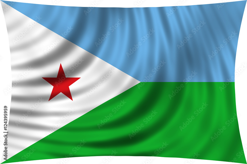 Flag of Djibouti waving isolated on white Flag of Djibouti waving isolated on white