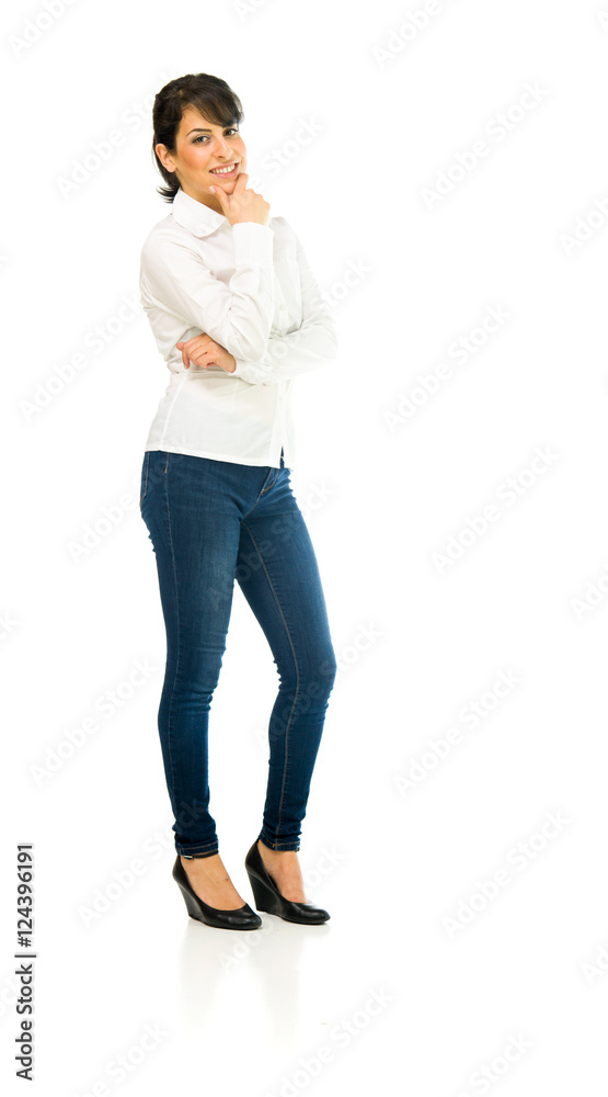 Model in studio isolated on white background full length Model in studio isolated on white background full length