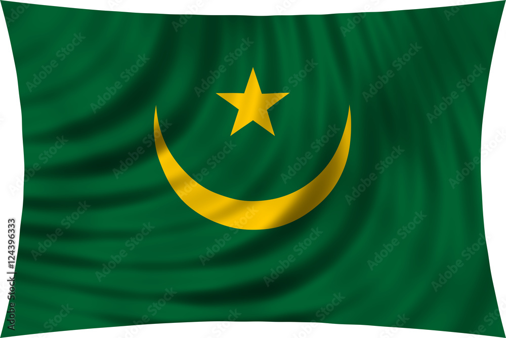 Flag of Mauritania waving isolated on white Flag of Mauritania waving isolated on white