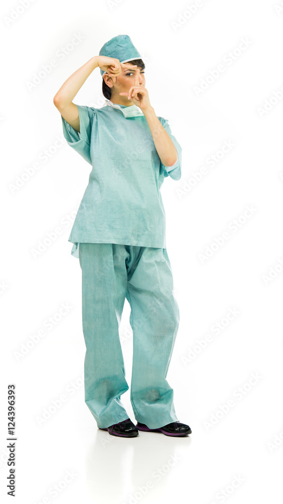 Model in studio isolated on white background full length Model in studio isolated on white background full length