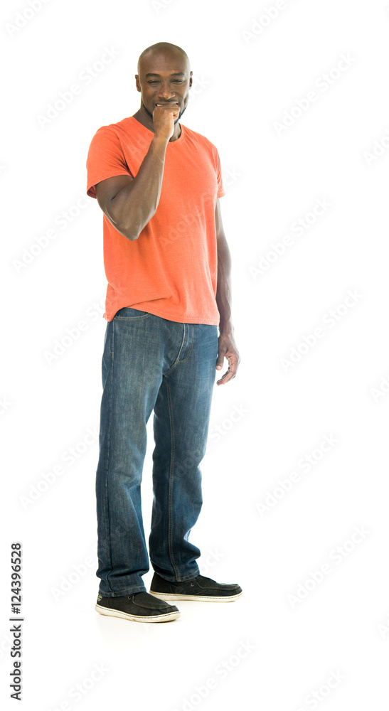 Naklejka premium Model in studio isolated on white background full length