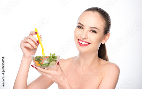 Healthy girl dieting with joy