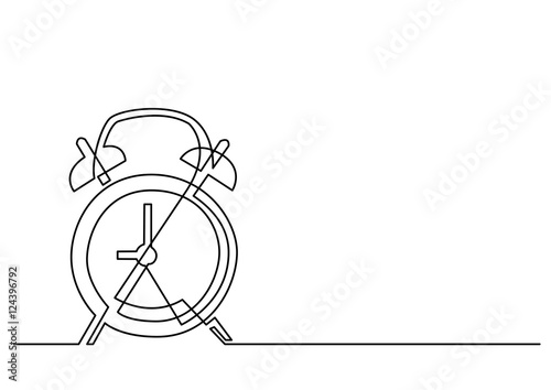 continuous line drawing of alarm clock