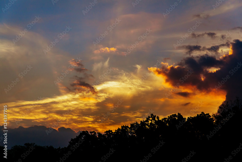 Beautiful sunrise and dramatic clouds on the sky. Beautiful sunrise and dramatic clouds on the sky.