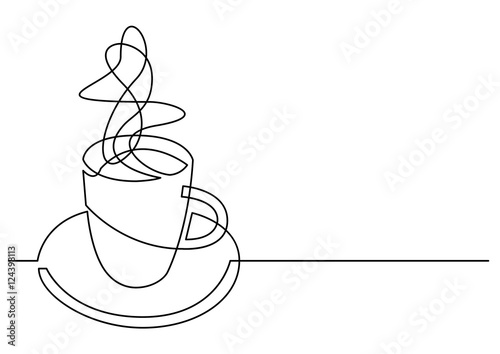 continuous line drawing of cup of coffee © OneLineStock