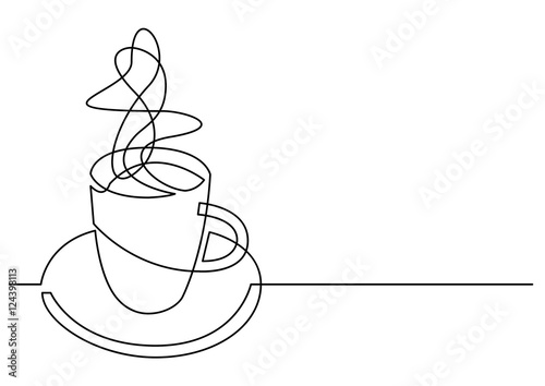 continuous line drawing of cup of coffee
