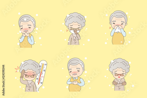 cartoon old people catch cold
