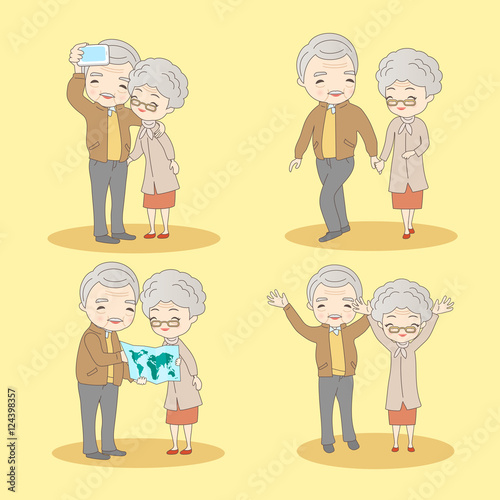  cartoon old couple lifestyle