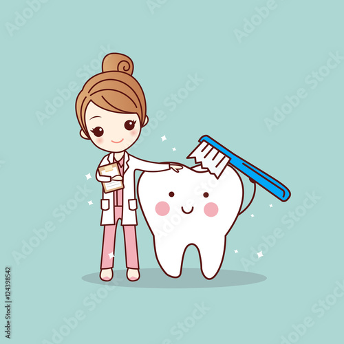 woman dentist brush clean teeth