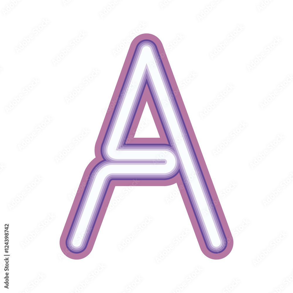 Glowing neon purple letter A over white background. vector illustration Glowing neon purple letter A over white background. vector illustration