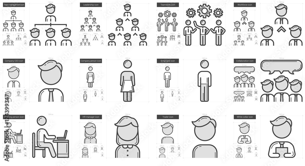 Human resources line icon set. Human resources line icon set.