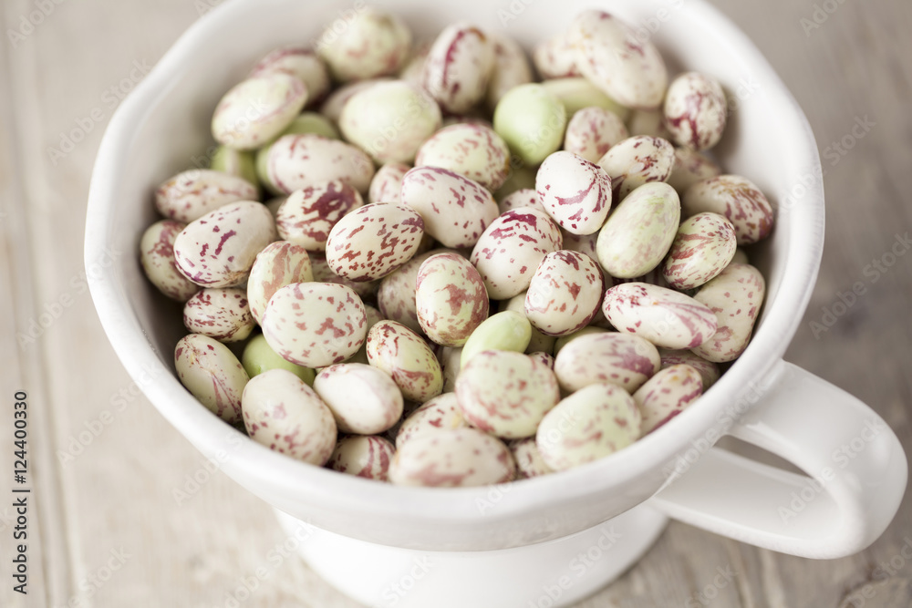 Borlotti Beans in Large White Cup Borlotti Beans in Large White Cup