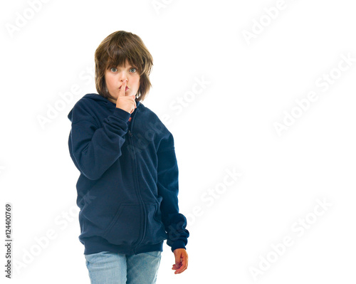 Model in studio isolated on white background medium shot