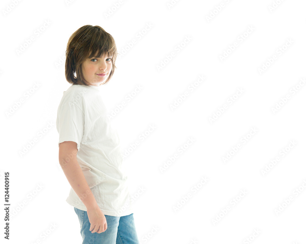Model in studio isolated on white background medium shot Model in studio isolated on white background medium shot