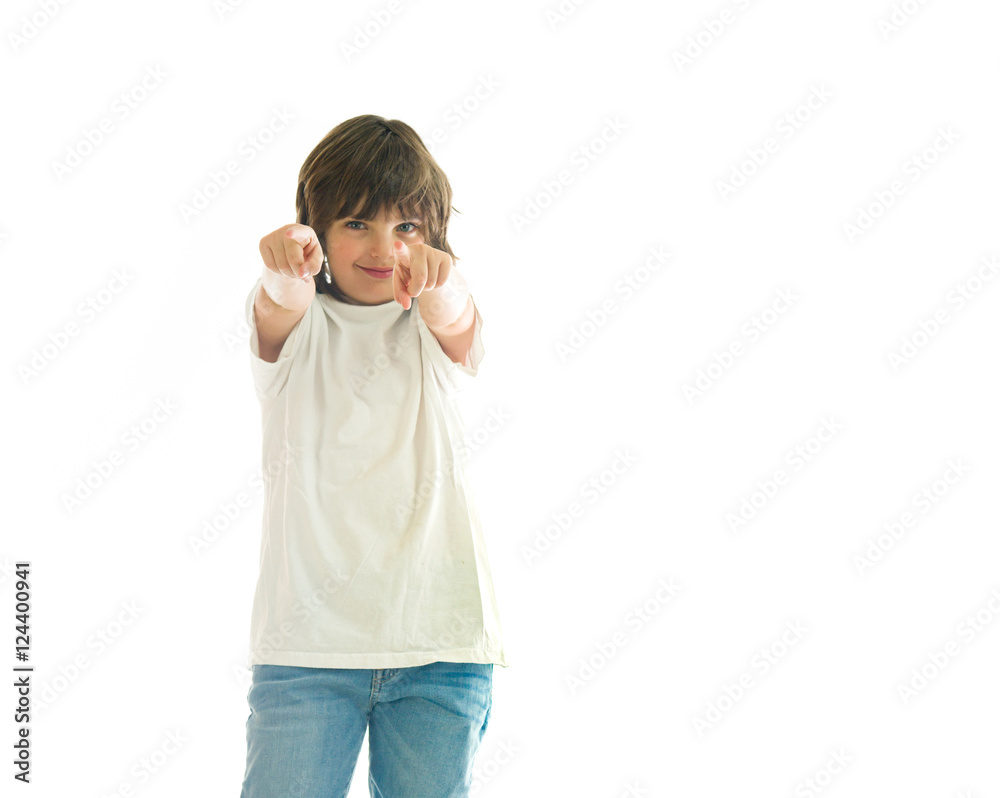 Model in studio isolated on white background medium shot