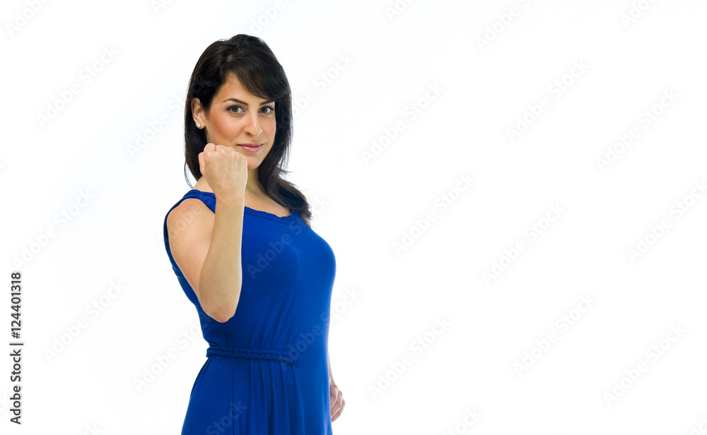 Model in studio isolated on white background medium shot Model in studio isolated on white background medium shot