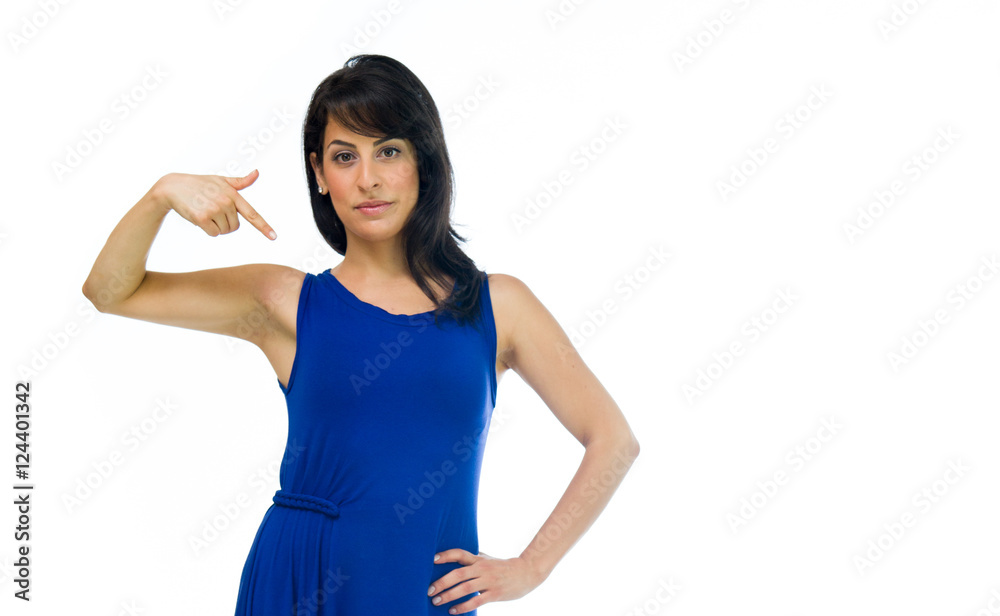 Model in studio isolated on white background medium shot Model in studio isolated on white background medium shot