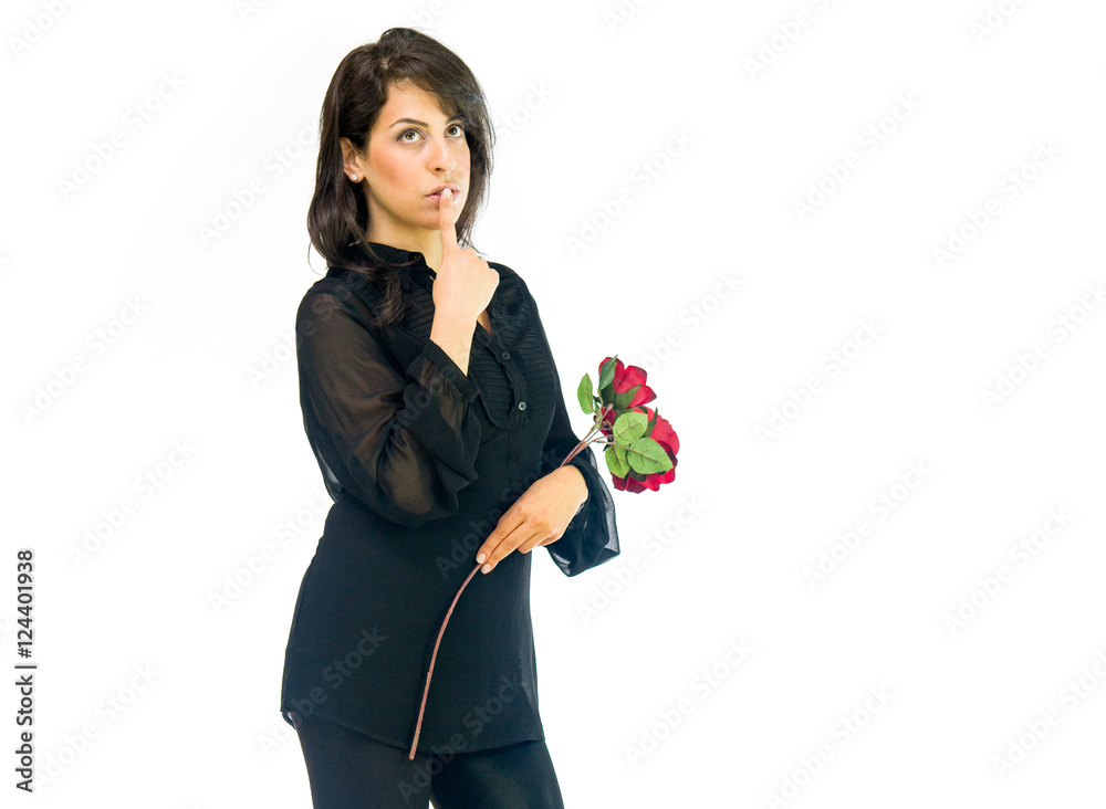 Model in studio isolated on white background medium shot Model in studio isolated on white background medium shot