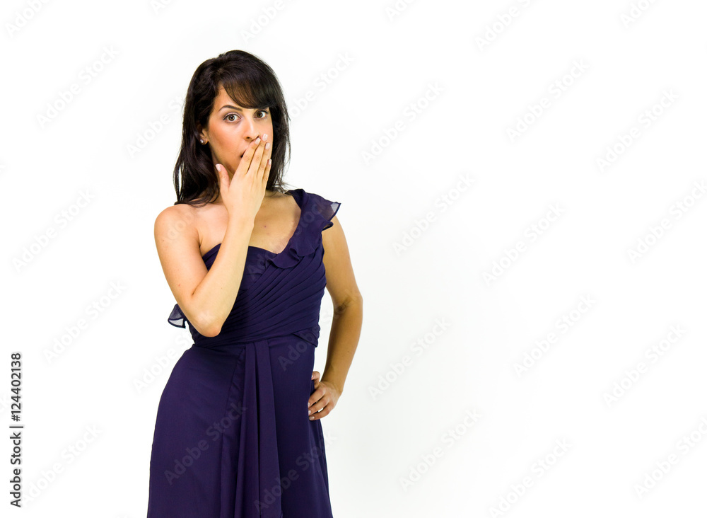 Model in studio isolated on white background medium shot Model in studio isolated on white background medium shot