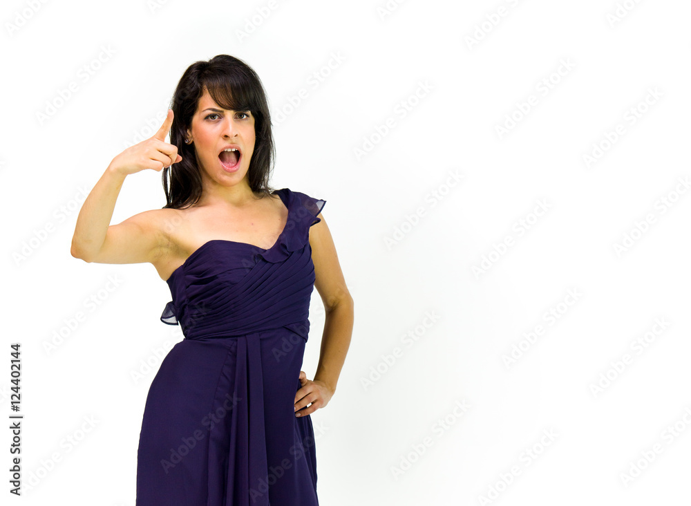 Model in studio isolated on white background medium shot Model in studio isolated on white background medium shot