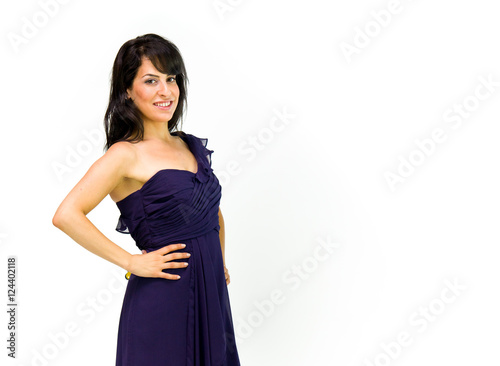 Model in studio isolated on white background medium shot