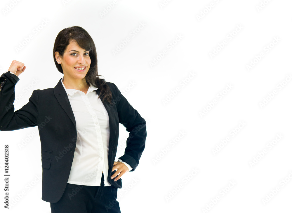 Model in studio isolated on white background medium shot Model in studio isolated on white background medium shot