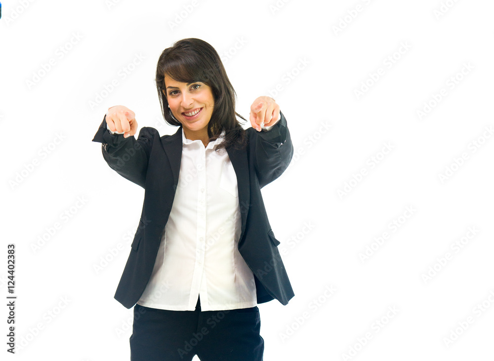 Model in studio isolated on white background medium shot Model in studio isolated on white background medium shot