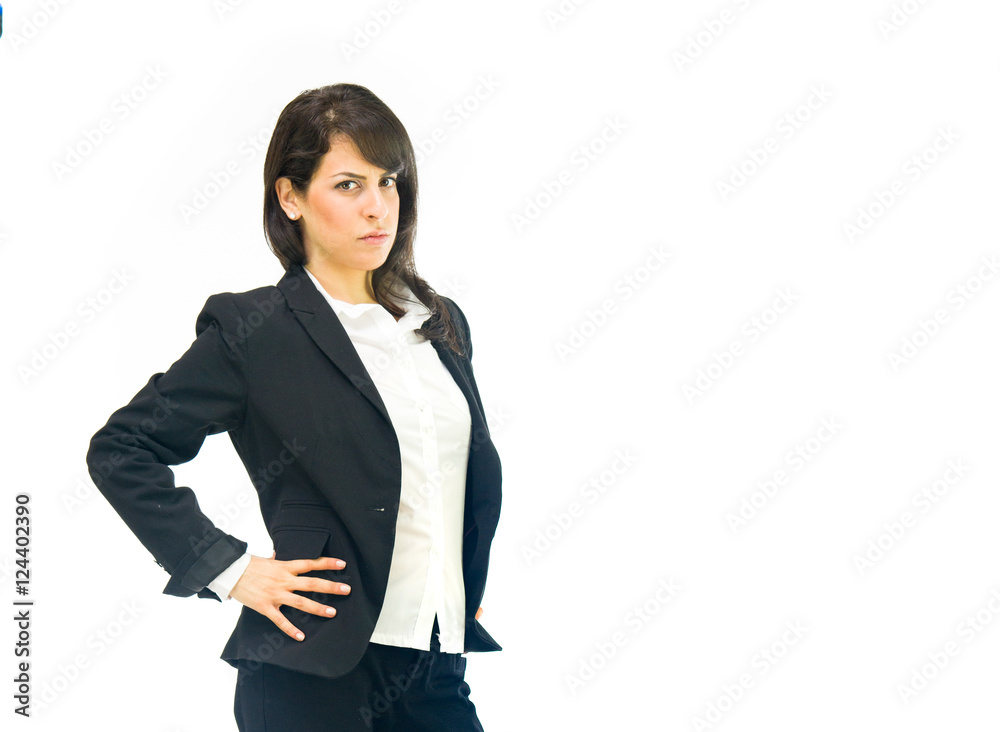 Model in studio isolated on white background medium shot