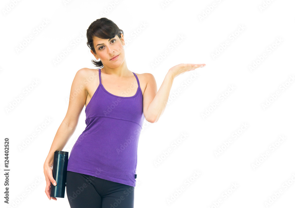 Model in studio isolated on white background medium shot Model in studio isolated on white background medium shot