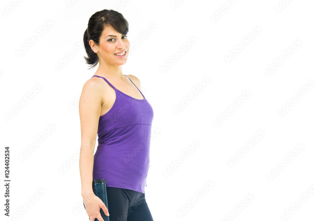 Model in studio isolated on white background medium shot Model in studio isolated on white background medium shot
