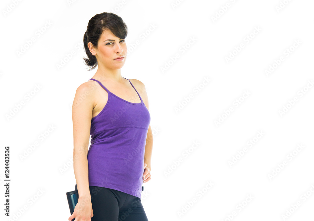 Model in studio isolated on white background medium shot Model in studio isolated on white background medium shot