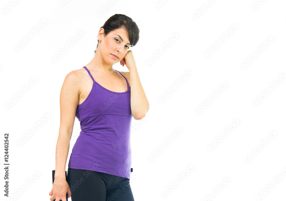 Model in studio isolated on white background medium shot Model in studio isolated on white background medium shot