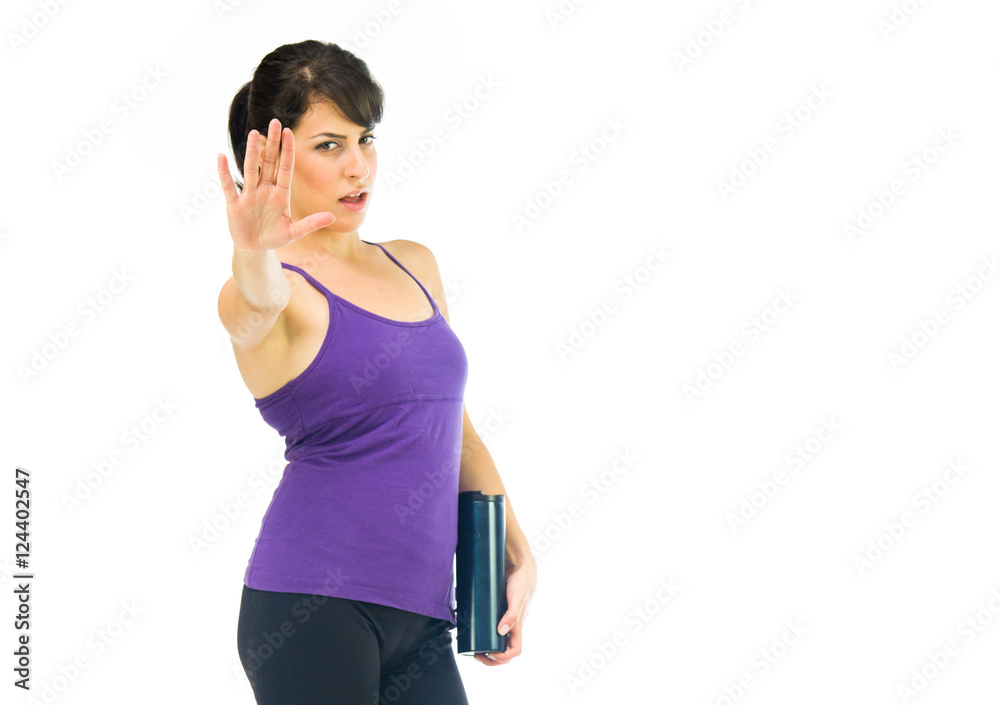 Model in studio isolated on white background medium shot Model in studio isolated on white background medium shot