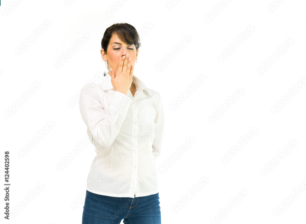 Model in studio isolated on white background medium shot Model in studio isolated on white background medium shot