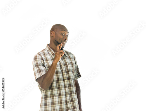 Model in studio isolated on white background medium shot