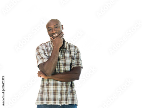 Model in studio isolated on white background medium shot