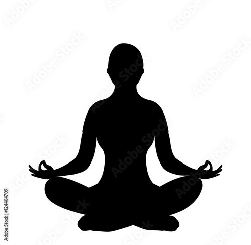 Woman silhouette of lotus yoga pose