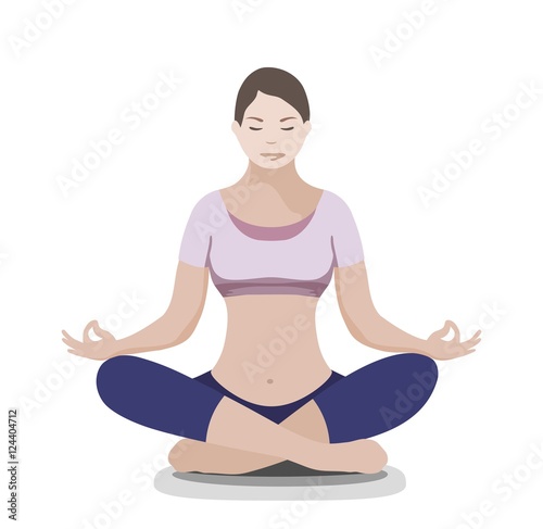 Young girl meditating in lotus pose