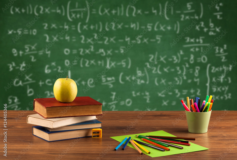 Math class from student school desk Math class from student school desk