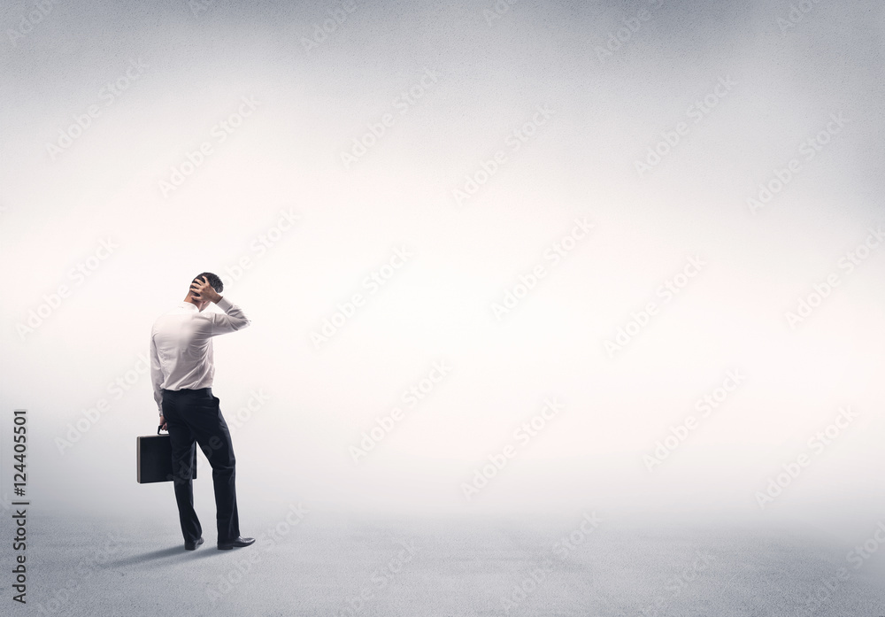 Sales person with empty white background Sales person with empty white background