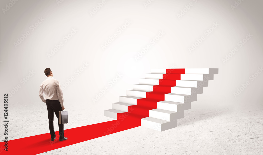 Steps to success concept with businessman Steps to success concept with businessman
