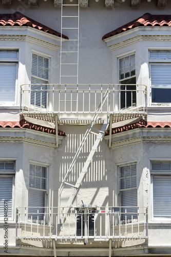  fire escape in  San Francisco , building with windows and emerg photo