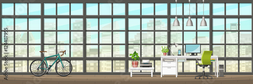 Illustration of interior equipment of a modern home office