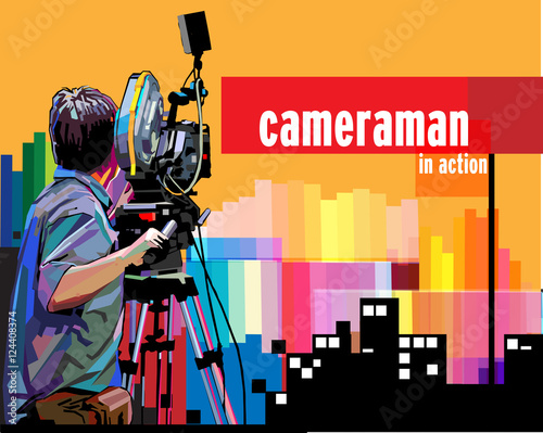 Vector illustration, Cameraman in action