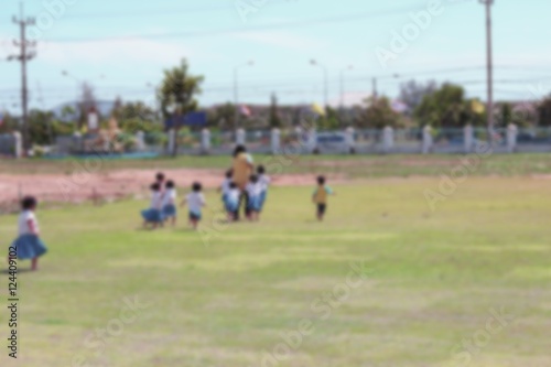 Fototapeta Naklejka Na Ścianę i Meble -  Student Kindergarten. Blur blurred student Kindergarten running