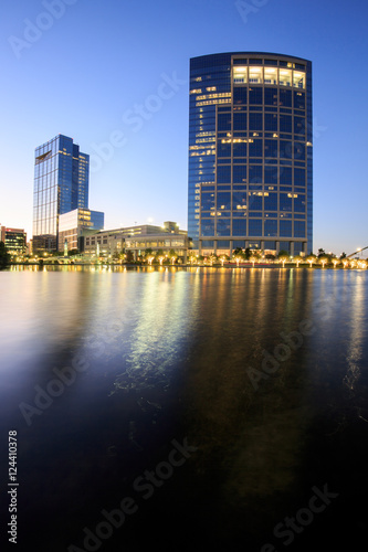 Night landscape building in Woodlands area, Houston, Texas