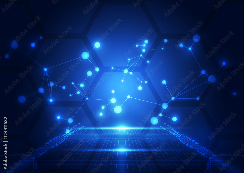 Abstract technology blue background. Vector illustration.