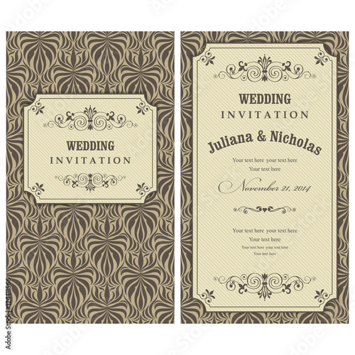 Set of 2 Wedding Invitation card Baroque